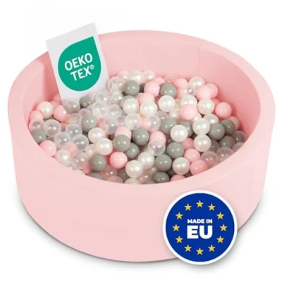 Imagen de Selonis Blanda Piscina De Espuma 90X30cm/300 Bolas para Bebé Niño Redonda, Rosa:Perl/Gris/Transparente/Rosa Clr