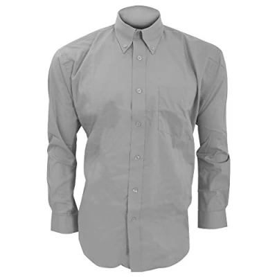 Imagen de KUSTOM KIT Camisa de Manga Larga Formal Modelo Oxford Corporate Hombre Caballero Fiesta/Trabajo/Eventos (Cuello 40cm) (Gris Plateado)