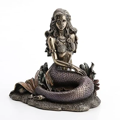 Imagen de Veronese Enchanted Song Estatua de Sirena sentada en el Suelo del océano con Acabado Bronce
