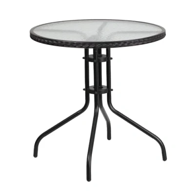 Imagen de Flash Furniture Mesa de Cristal con Borde 28RD, Parte Superior Transparente/ratán Negro, 28&quot; Round