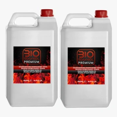 Imagen de 2 x 2,5 litros Garrafa Bioetanol Premium para chimeneas Etanol Origen Vegetal