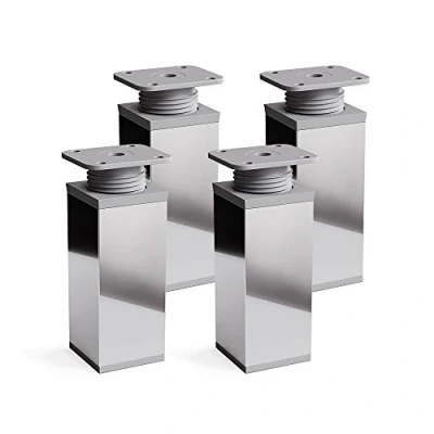Imagen de sossai® Patas para muebles MFV1 4 piezas altura regulable Diseño: Cromo Altura: 60 mm (+20mm) Perfil cuadrado: 40 x Tornillos incluidos