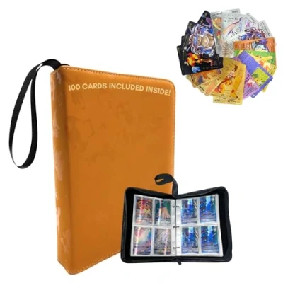 Imagen de MAGIC SELECT Álbum para 400 Cartas con 100 Incluidas (40 PVC y 6 Sobres de al Azar) Estuche Cromos Coleccionables Hecho Polipiel Cierre Cremallera.
