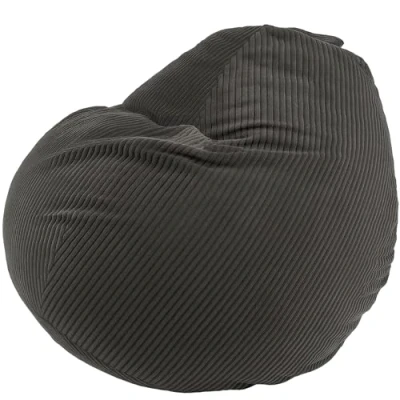 Imagen de bananair Puff Salón de Pana Suave y Cómodo, con Relleno Incluído Funda Lavable Pera Práctico Fácil Transportar Bean Bag Versátil, Gamer, Niños (80 x 70 cm, Gris Oscuro)