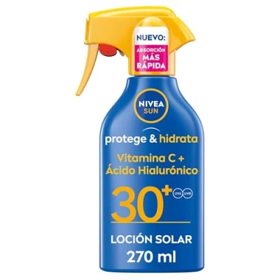 Imagen de NIVEA SUN Protege &amp; Hidrata Spray solar FP30 (1 x 270 ml), protector hidratante y resistente al agua con protección UVA/UVB, alta en formato pistola