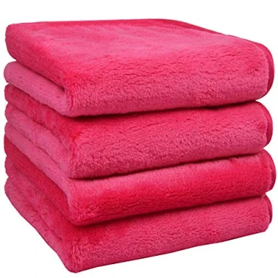 Imagen de HIDMD Toallitas Desmaquillantes Microfibra (4 Piezas) Lavable y Reutilizable Toalla Desmaquillante Facial Cara Makeup Remover Face Cloths 25 x cm Rosa