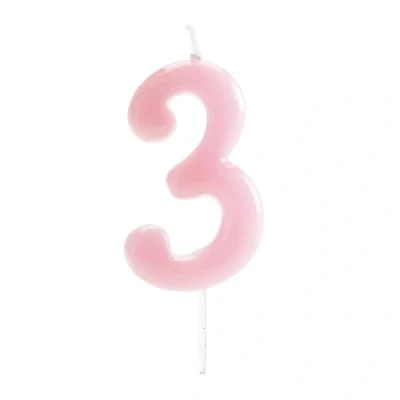 Imagen de dekora Velas Cumpleaños Numeros Comic Rosa Vela Numero 3