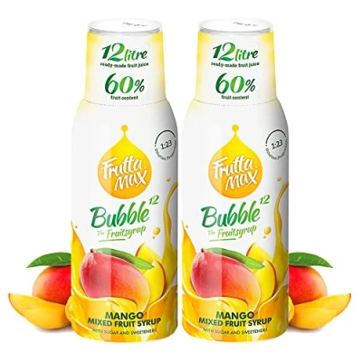 Imagen de 2 paquetes FruttaMax Concentrado de jarabe frutas Menos azúcar con un 60% contenido fruta adecuado para máquina refrescos (2 x 500 ml) Mango)