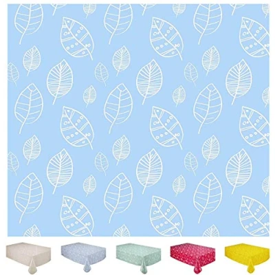 Imagen de Home Direct Mantel de Hule, Rectangular 140 x 180cm Hojas Azul Claro