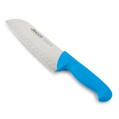 Imagen de Arcos Serie 2900 Cuchillo Santoku con Alveolos Hoja de Acero Inoxidable NITRUM 180 mm Mango inyectado en Polipropileno Color azul