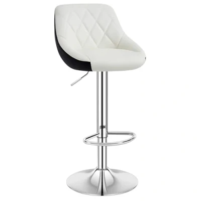 Imagen de WOLTU 1x Taburete de Bar con Reposabrazos, Juego 1, Altura Ajustable Respaldo Piel Sintética Fácil Cuidado para Cocina, Bar, Salon Blanco BH30ws 1