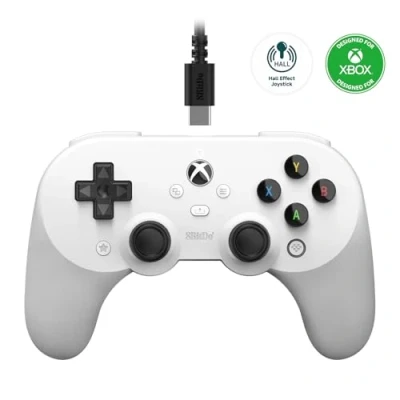 Imagen de 8Bitdo Pro 2 Wired Controller for Xbox, Hall Effect Joystick Update, 3.5mm Audio Jack, Compatible with Xbox Series XS, One, Windows 10/11 Officially Licensed (White)