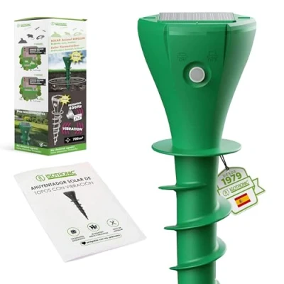 Imagen de ISOTRONIC ahuyentador de topos solar para atornillar, el jardín, topos, roedores, IP65 (1)