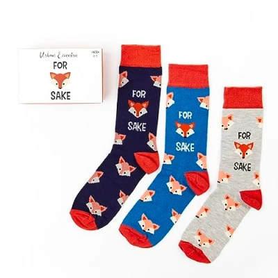 Imagen de Set de Regalo Calcetines unisex para zorro 3 pares ricos en algodón premium Novedad Regalos, multicolor, Taille unique