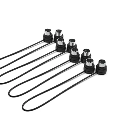 Imagen de CME Cable MIDI (4 unidades, 30 cm, DIN de 5 pines, perfil bajo, conectores ultrafinos en ángulo 45 grados para espacios compactos, ideal interfaz MIDI, pedal, teclado)