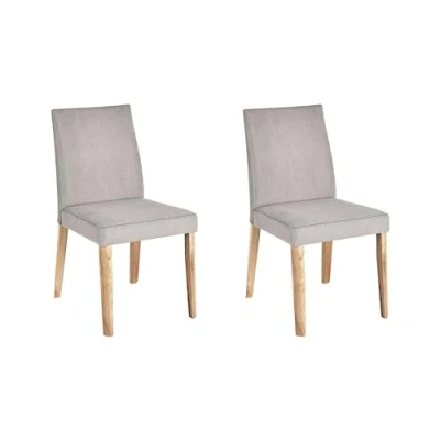Imagen de Beliani Conjunto de 2 sillas poliéster Gris Claro Madera Clara sin reposabrazos Phola