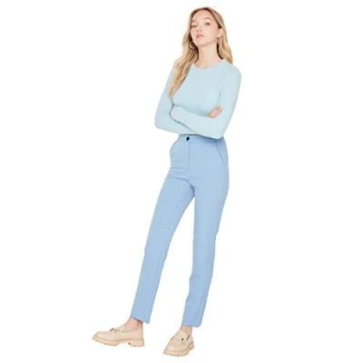Imagen de Trendyol Pantalones Rectos, Azul, 40 para Mujer