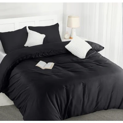 Imagen de Utopia Bedding Funda Nordica Cama 105 Microfibra Juego de Edredon 200x200 cm y 2 Fundas Almohada 50x75 (Negro)