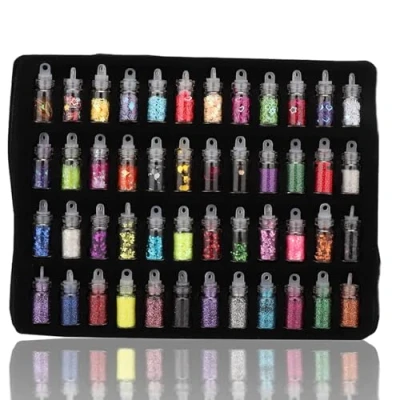 Imagen de Pongnas 48 Botellas de Color Brillo Lentejuelas En Polvo Decoración DIY Joyas Epoxi Herramientas Fabricación Moldes Accesorio para Hacer Bricolaje