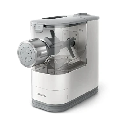 Imagen de Philips Máquina para Hacer Pasta Totalmente Automática, Pesaje Automático, 4 Moldes, Libro Recetas, Blanco/Gris Claro Atardecer (HR2345/19)