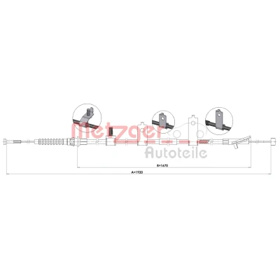 Imagen de METZGER 1.MA004 Cable de Freno Mano Atrás izquierda 1920/1670 Discos