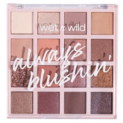 Imagen de Wet n Wild Always Blushin&#039; Eyeshadow Palette, Paleta de Sombras Ojos en 16 Colores Neutros Difuminables con Acabado Mate, Brillante y Glitter para un Look Soft Glam, Ultra Pigmentadas Nude Rosa