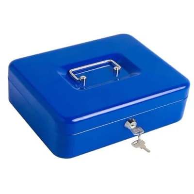 Imagen de Kippen 10032B3 Caja de caudales con bandeja para monedas. Color azul. Dimensiones: 250 x 180 90 mm.