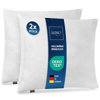 Imagen de LILENO HOME Cojín de microfibra 80 x cm (relleno 850 g) [juego 2] lavable hasta 95 grados con cremallera Almohada como relleno para cama decorativo sofá