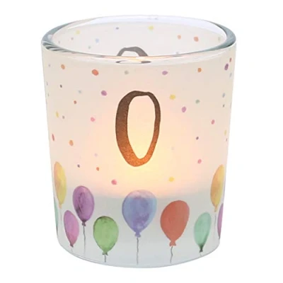 Imagen de Dekohelden24 Cinta Transparente, Incluye 1 Vela de té, Alto/diámetro: 6,5 x 6 cm, diseño: número 0, Portavelas Cristal cm