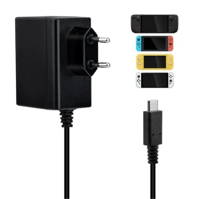 Imagen de Mcbazel Adaptador de Carga AC 1.5M para NS Switch, Convertidor 45W PD 15V/2.6A Cargador Rápida Switch/Lite/OLED/Deck Dock/Controlador Pro Gamepad Compatible con Modo TV