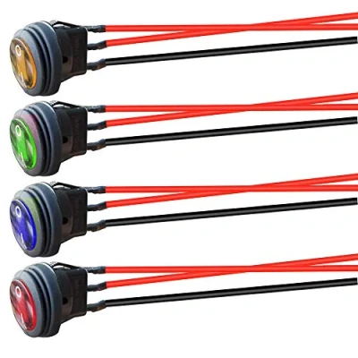Imagen de Gebildet 4pcs 12V 24V/10A Pre Cableado Impermeable Interruptor Basculante Redondo LED,3Pin 2Posición ON/Off SPST,Interruptor de Palanca para Coche Motocicleta Bote Marina(Rojo/Verde/Azul/Amarillo)