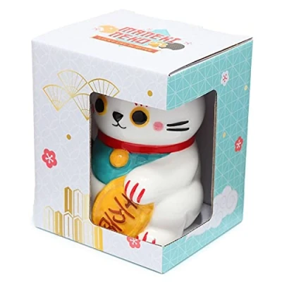 Imagen de Puckator Pot Jardiniére Blanc Maneki Neko Chat Porte Bonheur Macetas para Flores y Plantas, Multicolor, único