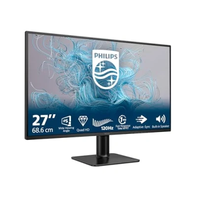 Imagen de Philips Monitor27E2N2500 QHD de 27 Pulgadas, 120 Hz, IPS, 1 ms MPRT, Adaptive Sync, HDR10 (2560 x 1440, HDMI 1x 2.0, DP 1.4) Negro/Rojo