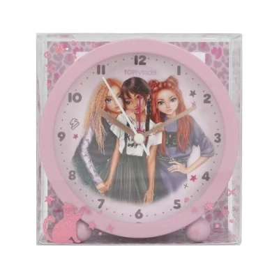 Imagen de Depesche 13227 TOPModel Rebel Kitty Despertador Infantil en Color Morado, con Motivo de Modelo, Reloj silencioso función luz, Pila incluida, Multicolor, One Size