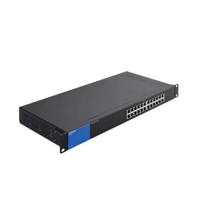 Imagen de Linksys LGS124 EU switch de red no administrado Gigabit 24 puertos, concentrador Ethernet para el hogar y la oficina con carcasa metálica, montaje sobremesa o en pared, plug and play