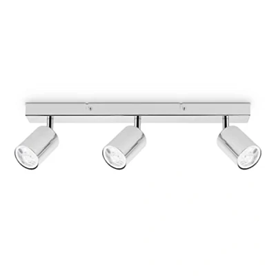 Imagen de Dehobo Lámpara de Techo 3 Focos Giratorios GU10, Pared Interior LED Cromo Pulido Ajustables, para el Iluminación Dormitorio Pasillo Cocina, 50W, Sin Bombilla GU10