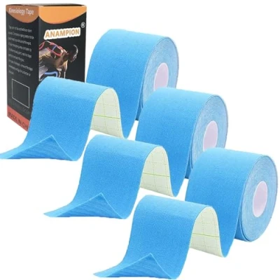 Imagen de ANAMPION Kinesiotape,Cinta Kinesiologica,3 Rollos 5mx5cm Venda Neuromuscular Adhesiva,Elásticas, Impermeable,Kinesiology Tape Elástica Para Alivio Dolor Muscular,Hombros, Rodilla,Codo(Azul)