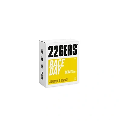 Imagen de 226ERS Race Day BCAA, Barrita Energética para Deportistas, Carbohidratos, Entrenamientos y Competiciones, Barritas Veganas sin Gluten, Sabor Plátano Jengibre, Caja 6 Barras x 40 g