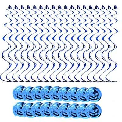 Imagen de 18pcs Serpentinas Cumpleaños Espiral, Decoraciones Techo Forma Remolino, Reutilizables Adornos Colgar Remolino para Baby Shower, Boda, Navidad, Fiesta (Azul)