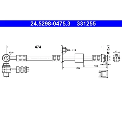Imagen de ATE 24.5298 0475.3 Latiguillos de Freno 474 M10x1
