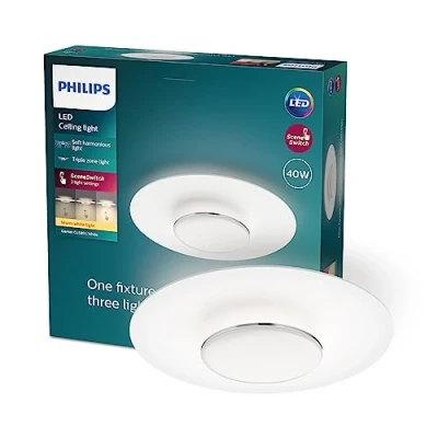 Imagen de Philips Plafón LED de Techo Garnet, 30W, 3100 Lúmens, Luz Blanca Cálida, 2700k, con Tecnología SceneSwitch, Blanco