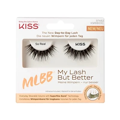 Imagen de KISS My Lash But Better Collection 1 par de pestañas artificiales, volumen natural, falsas con cinta Flexi, incluye pegamento para