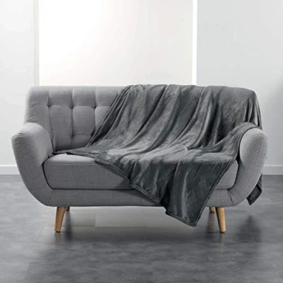 Imagen de Douceur d&#039;Intérieur FLANOU Plaid, Poliéster, Gris, 180 x 220 cm