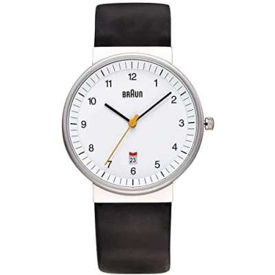 Imagen de Braun BN0032WHBKG Reloj análogico de cuarzo con correa cuero para hombre, color negro/gris