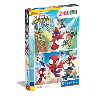 Imagen de Clementoni 21625 Supercolor Puzzle 2x60 Piezas, Marvel Spidey and His Amazing Friends, 2 Puzzles Infantiles De 60 Piezas Cada Uno A Partir 4 Años