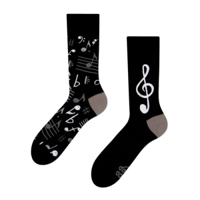 Imagen de Dedoles Calcetines Unisex Hombre Mujer y Niños Algodón muchos diseños divertidos diferente izquierda derecha, color: Negro, diseño: Música, tamaño: 35 38