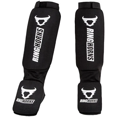Imagen de Ringhorns Charger Espinilleras de Boxeo, Unisex Adulto, Negro, Talla Única
