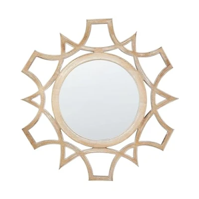 Imagen de Espejo de Pared Vidrio Madera Clara Blanco 30 cm MDF Hecho a Mano Zapopan