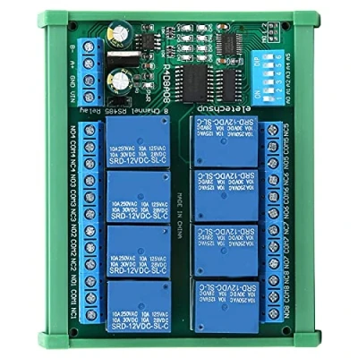 Imagen de relé DC 12V, 8 canales RS485 PLC Placa de expansión para control remoto protocolo Modbus RTU(R4D8A08 R with DIN rail box)