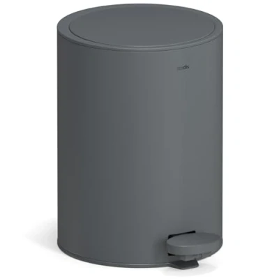 Imagen de stardis Cubo de basura con pedal (3 L, acero inoxidable, cierre suave, silencioso), color gris